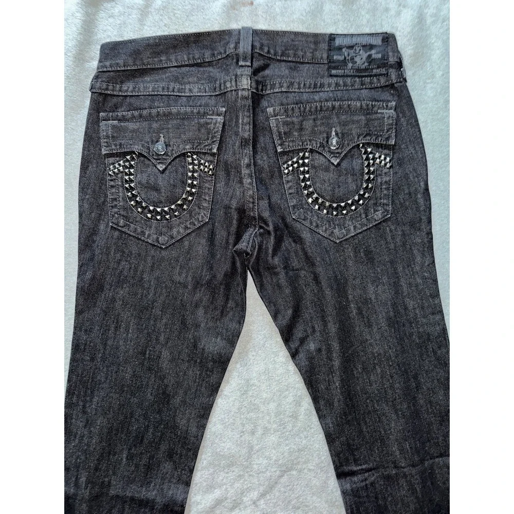 True Religion Jeans Men's Ricky Black Denim Straight Leg Stretch Sz 38